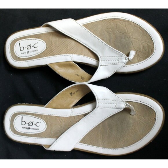 BOC Born Concept White Flip Flop Thong Sandal Women's 8M Floral Palm Tree Beach - Picture 1 of 12
